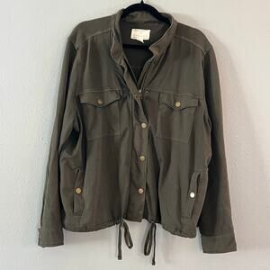 Caslon Utility Jacket Women’s 2XL Olive Green‎ Organic Cotton Blend Casual